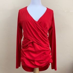 Sundance Women’s V-Neck Faux Wrap Stretchy Rauched